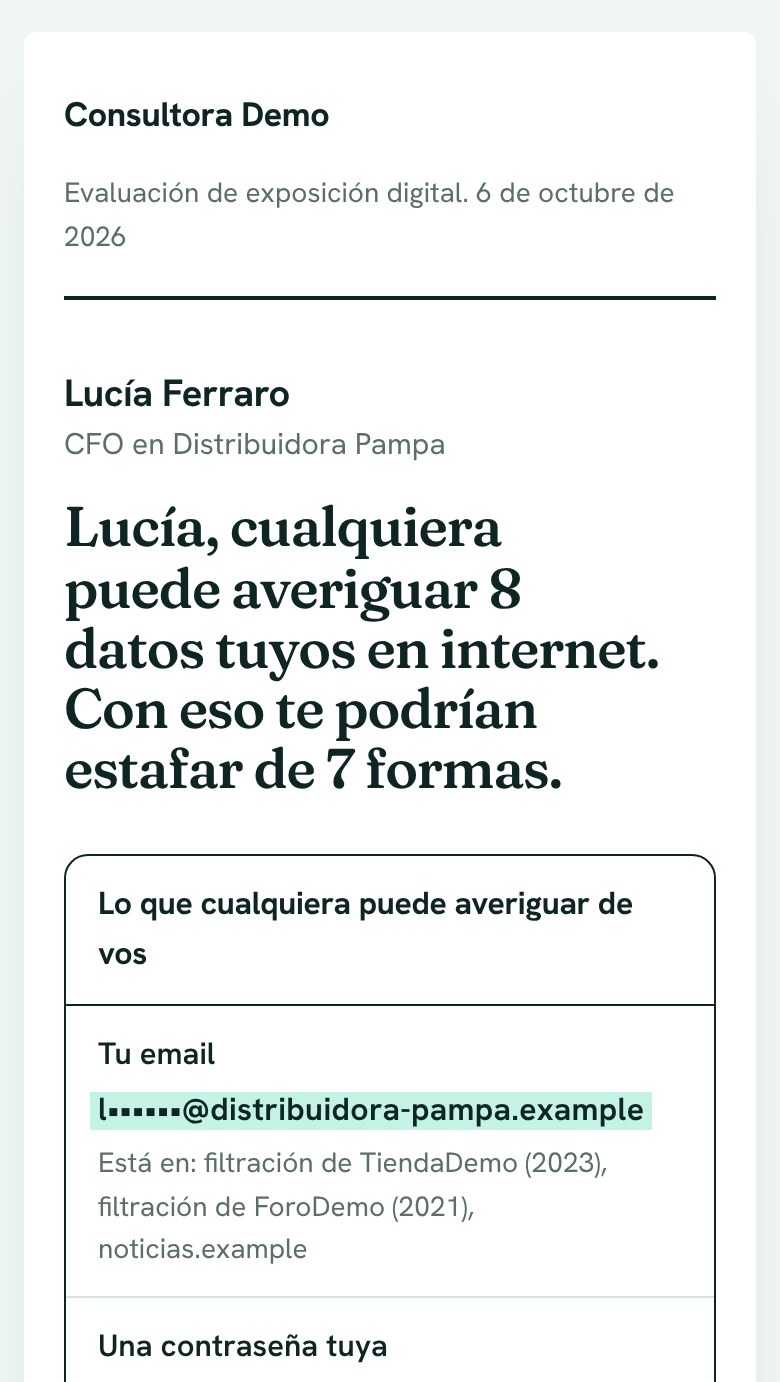 Informe de RadarID visto en un celular